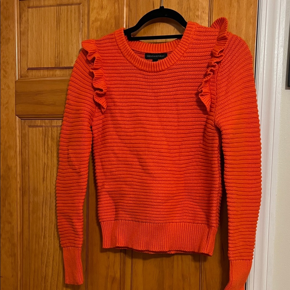Banana Republic Orange Ruffled Women's Sweater
